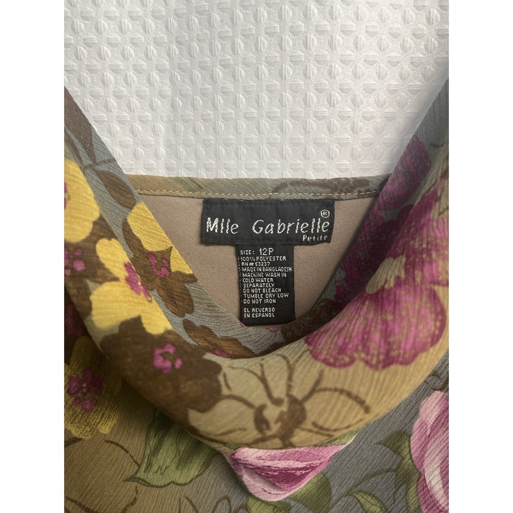 Mlle Gabrielle Y2K Floral Chiffon Slip Dress Coquette Romantic 12P - Picture 3 of 6